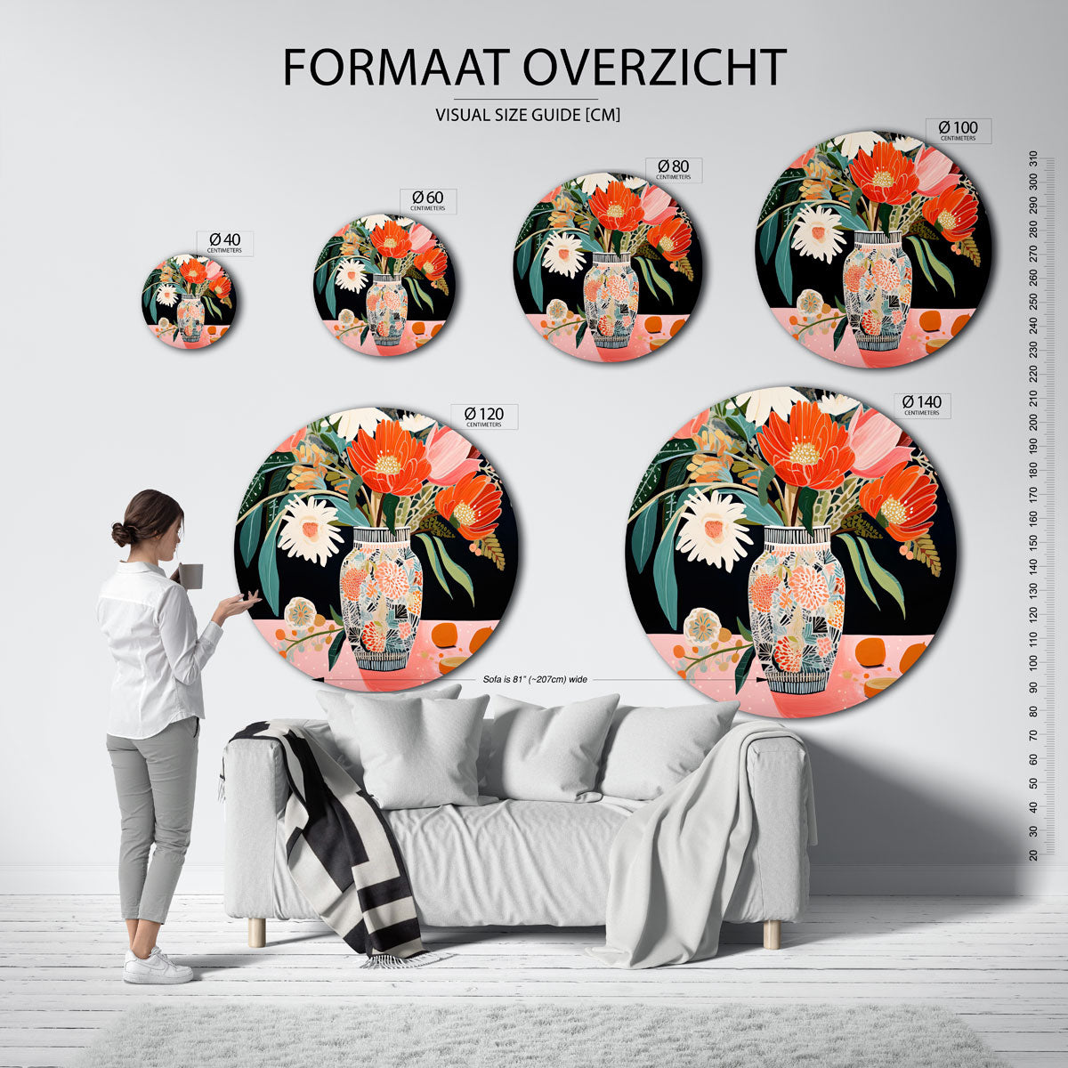 Bloemen in vaas Muurcirkel