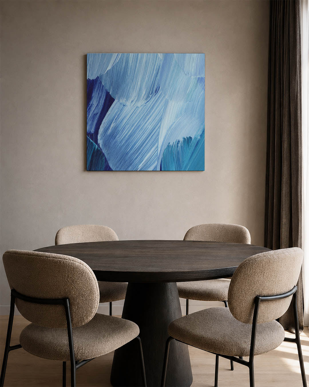 Dynamische blauwe borstels Kunstwerk