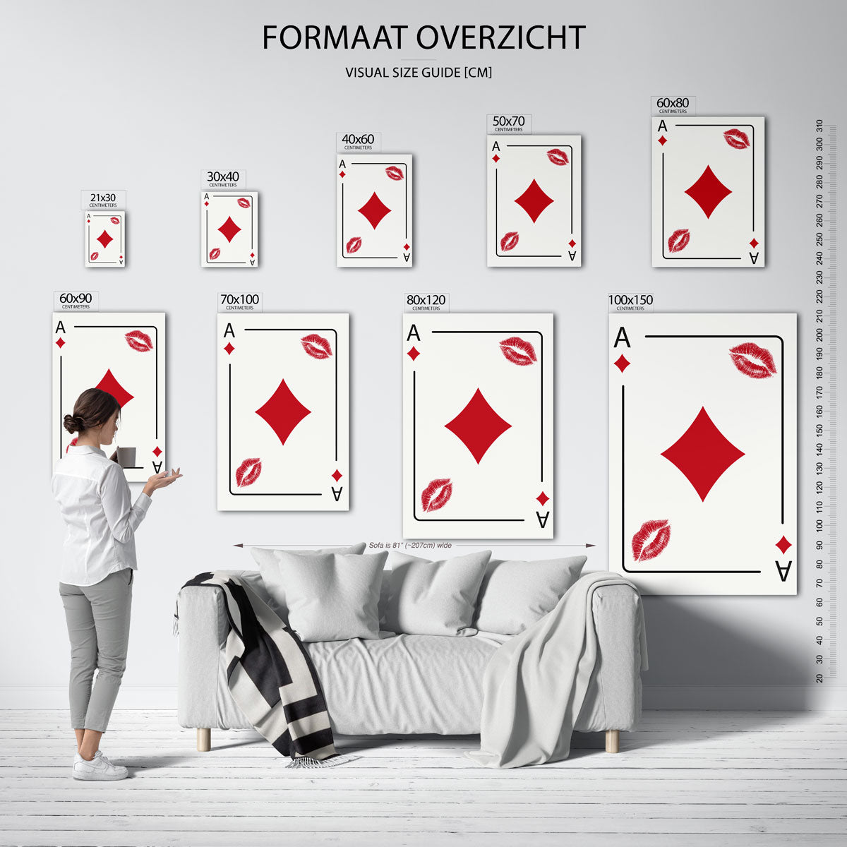 Kaart met lipafdrukken Poster