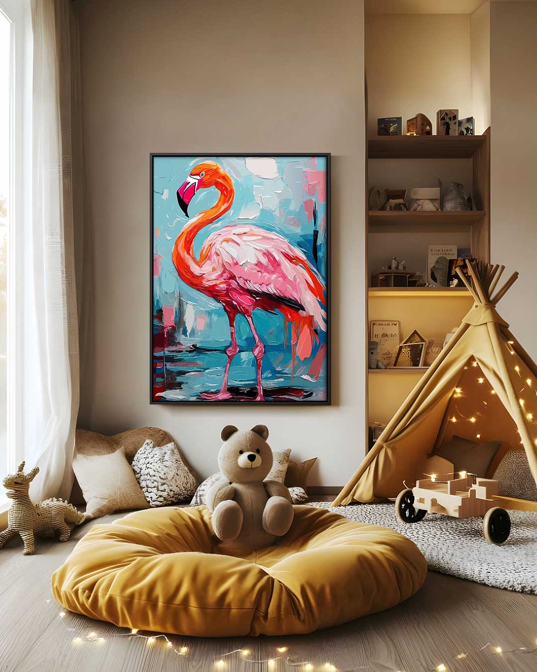 Kleurrijke Flamingo Kunstwerk