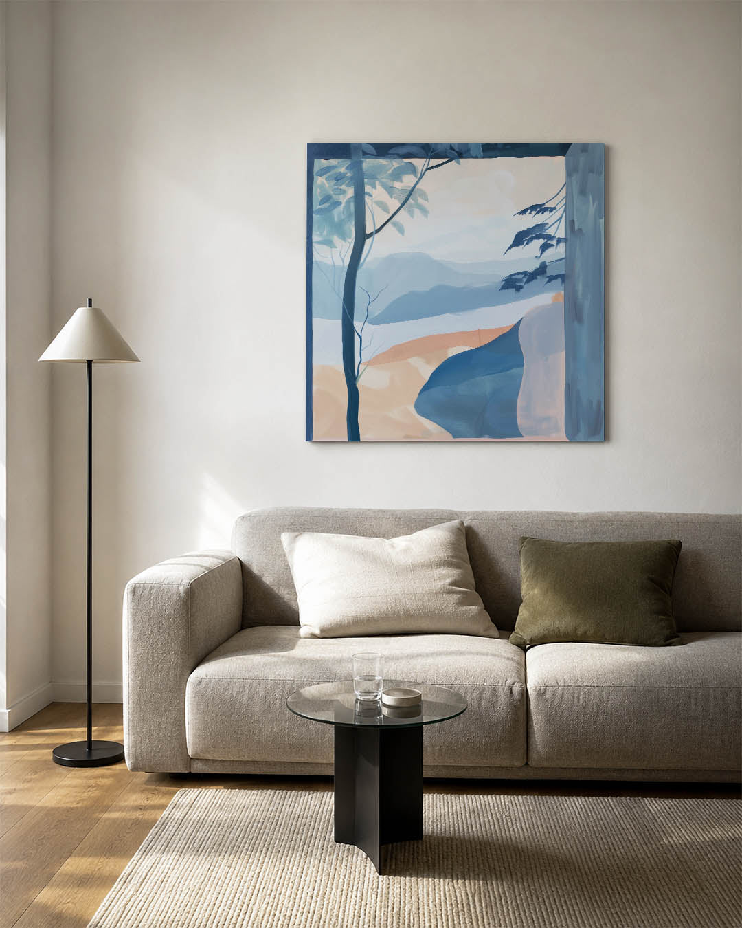 Landschap met blauwtinten Kunstwerk