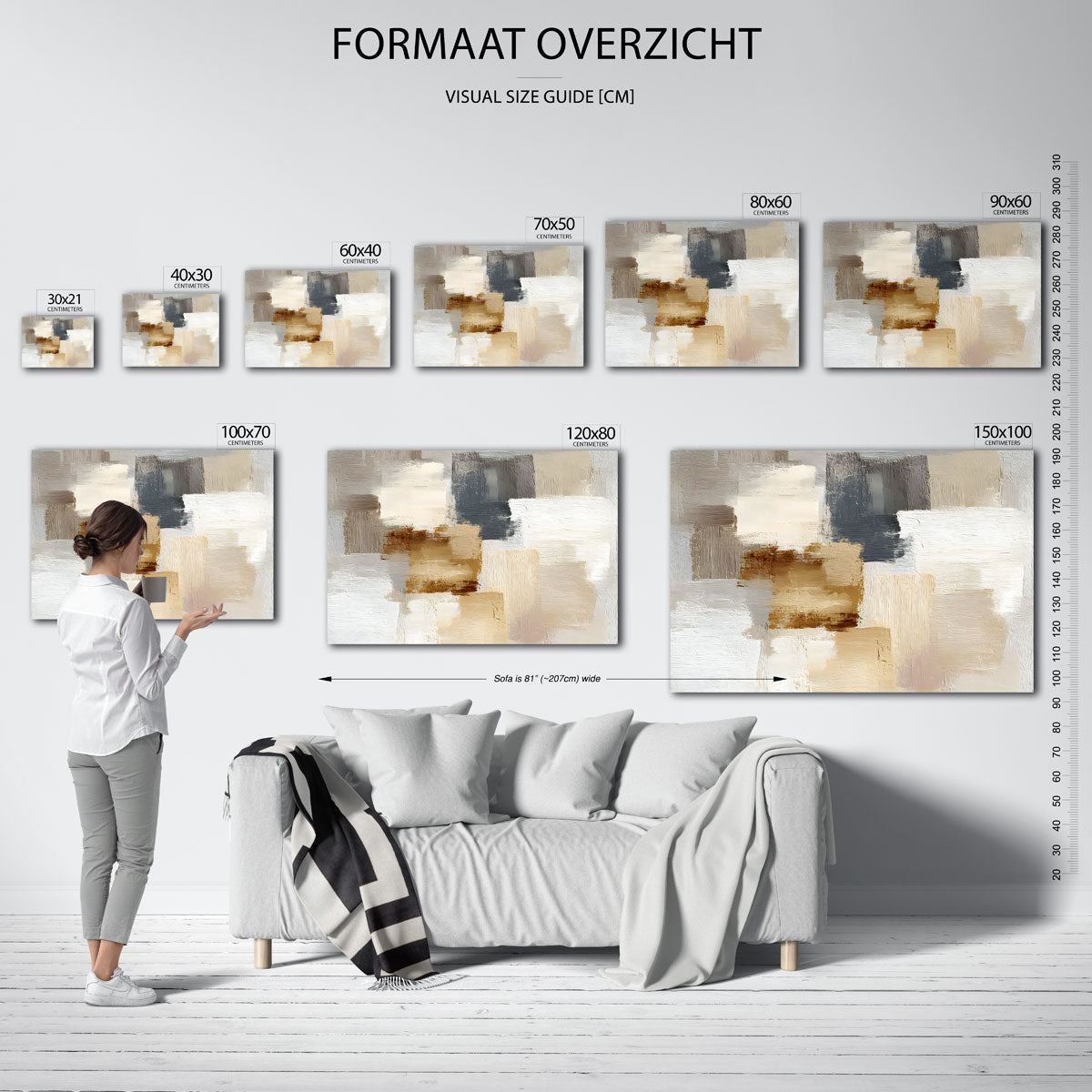 Abstracte beige en grijze vlakken Poster