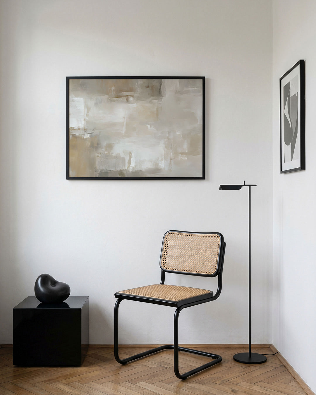 Abstracte beige en grijze Poster