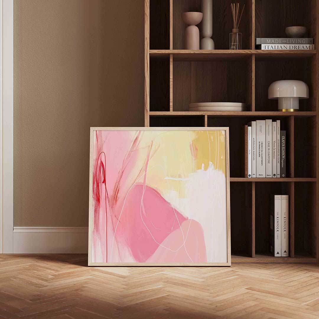 Abstracte roze en gele Poster