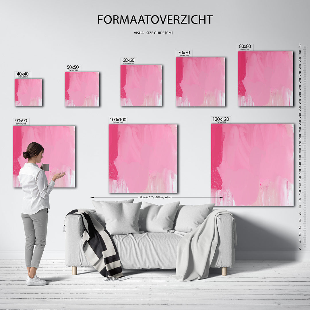 Roze vormen compositie Kunstwerk
