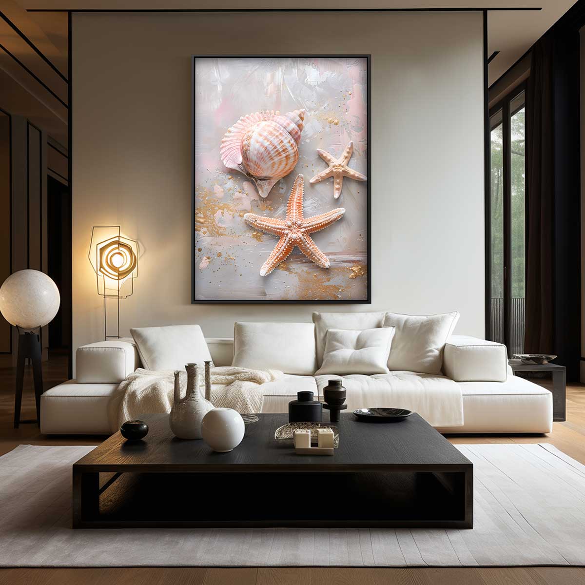 Schelpen en Zeesterren Kunstwerk Kunstwerk-canvas-dibond-plexiglas-wanddecoratie-WallArtistic