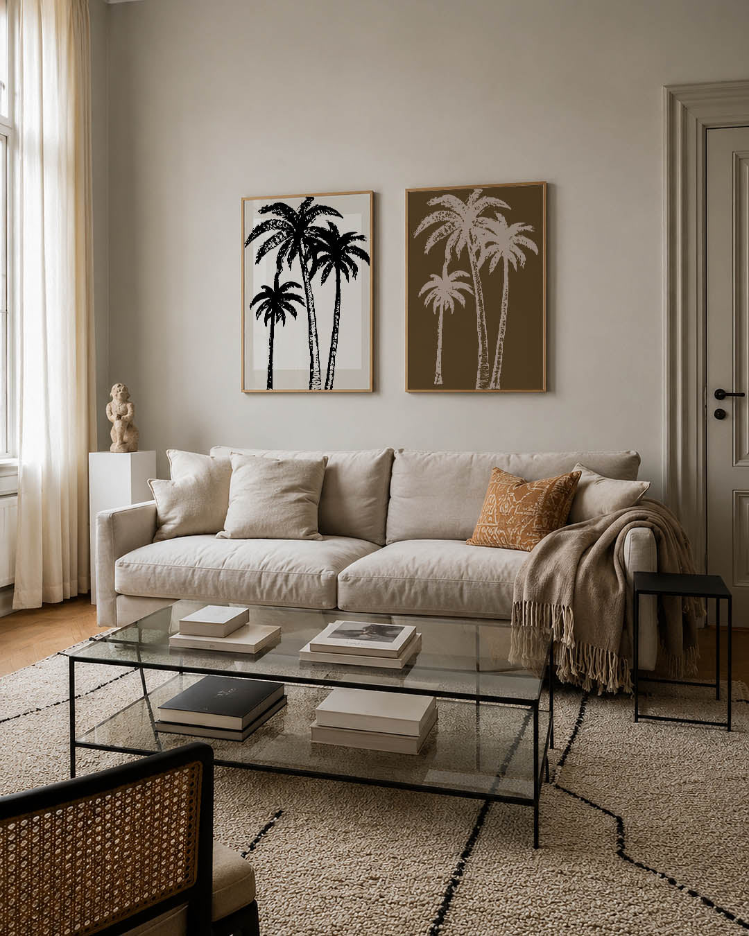 Zwart wit palmen Posterset
