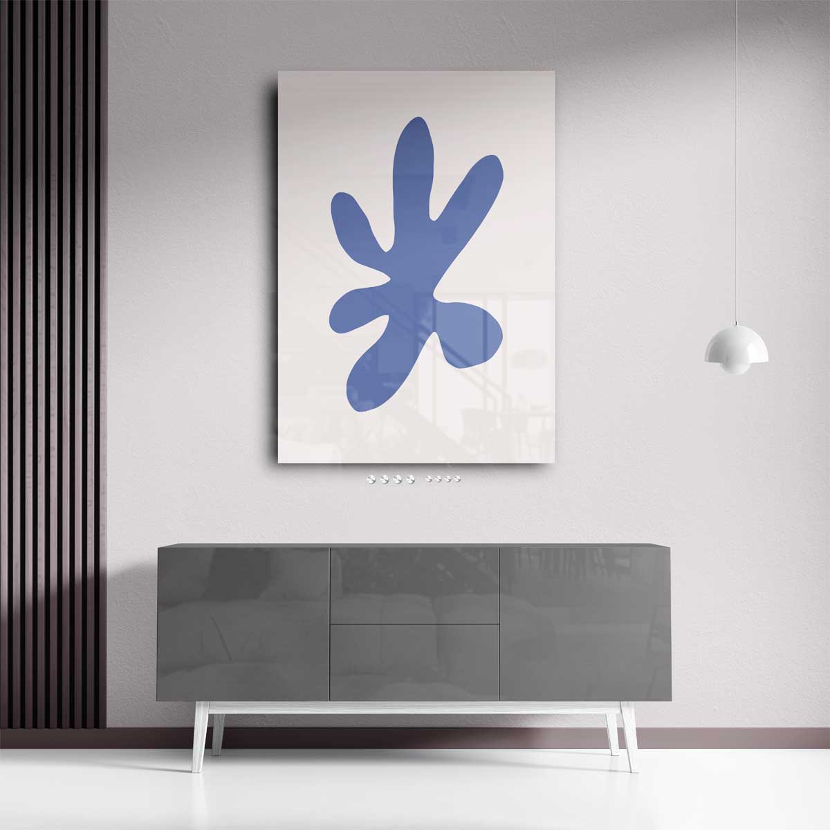 Modern Abstracte Bloem in Blauw Kunstwerk-canvas-dibond-plexiglas-wanddecoratie-WallArtistic