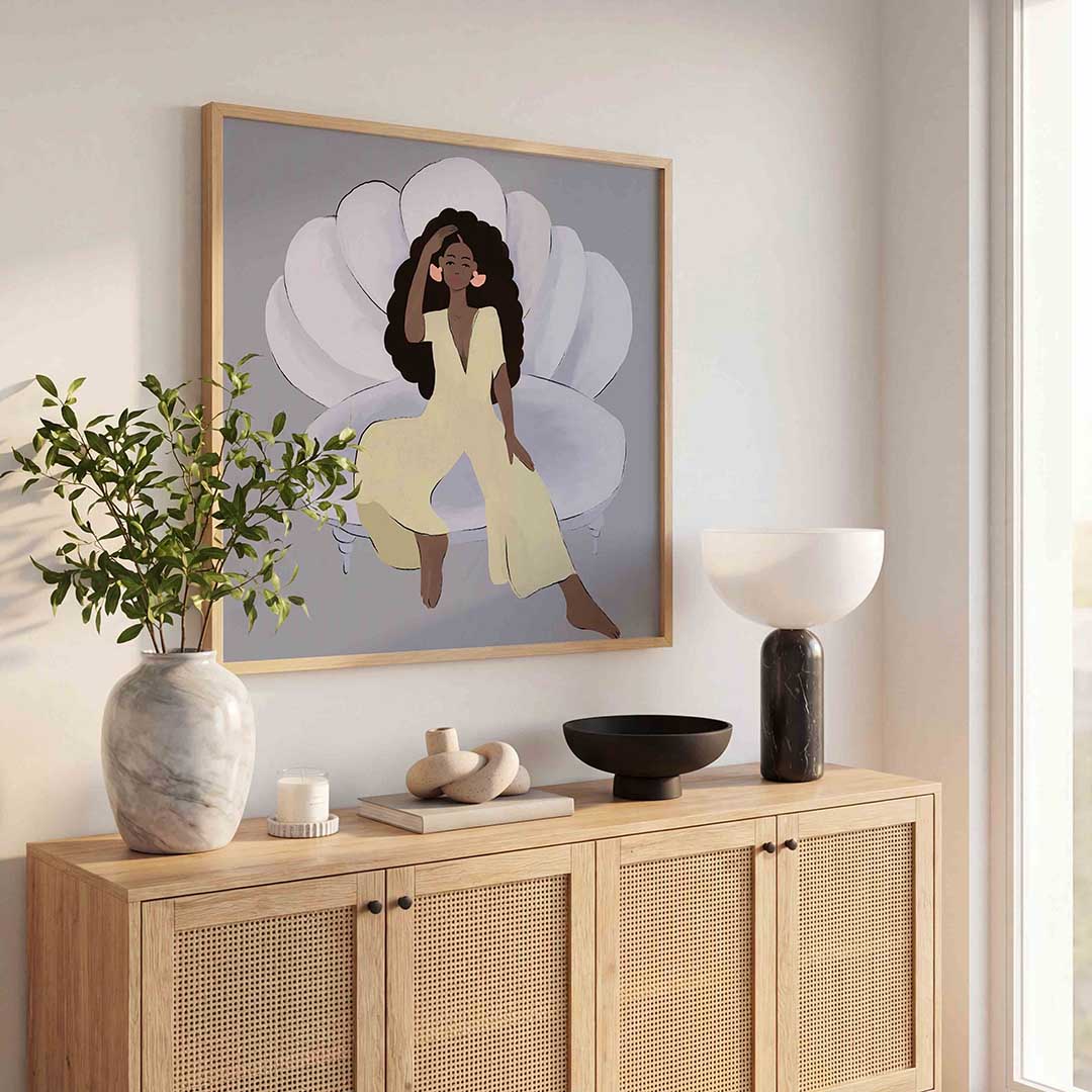 Vrouw op schelp Poster