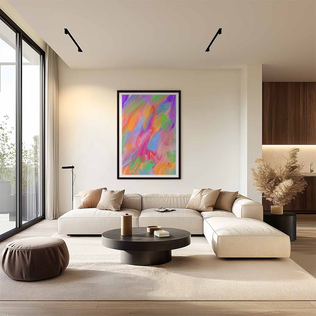 Kleurrijke Bewegingen Kunstwerk-canvas-dibond-plexiglas-wanddecoratie-WallArtistic