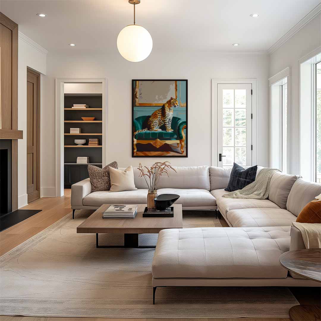 Luxe Leopard op Chique Sofa Kunstwerk