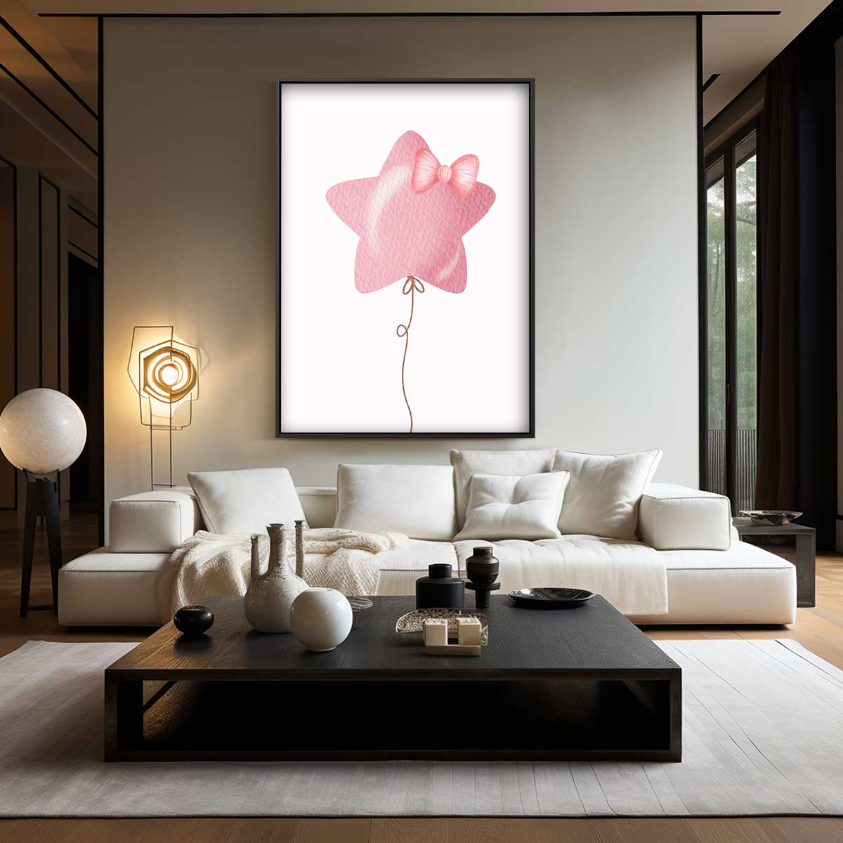 Stervormige Ballon met Strikje Kunstwerk-canvas-dibond-plexiglas-wanddecoratie-WallArtistic