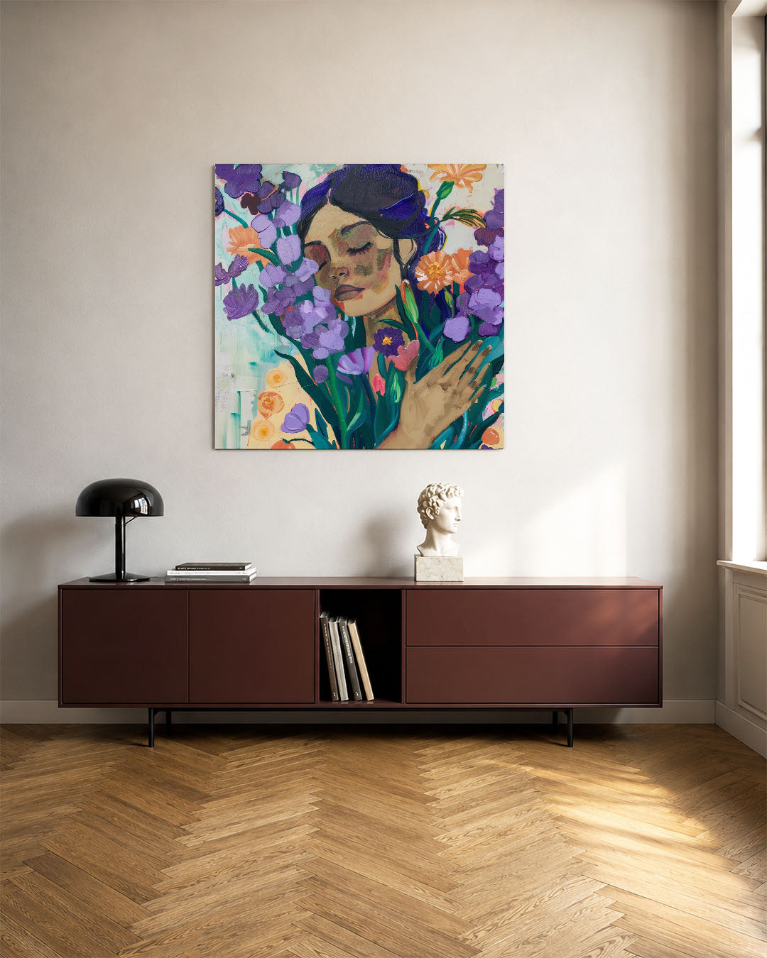 Dromerige bloemenportret Kunstwerk