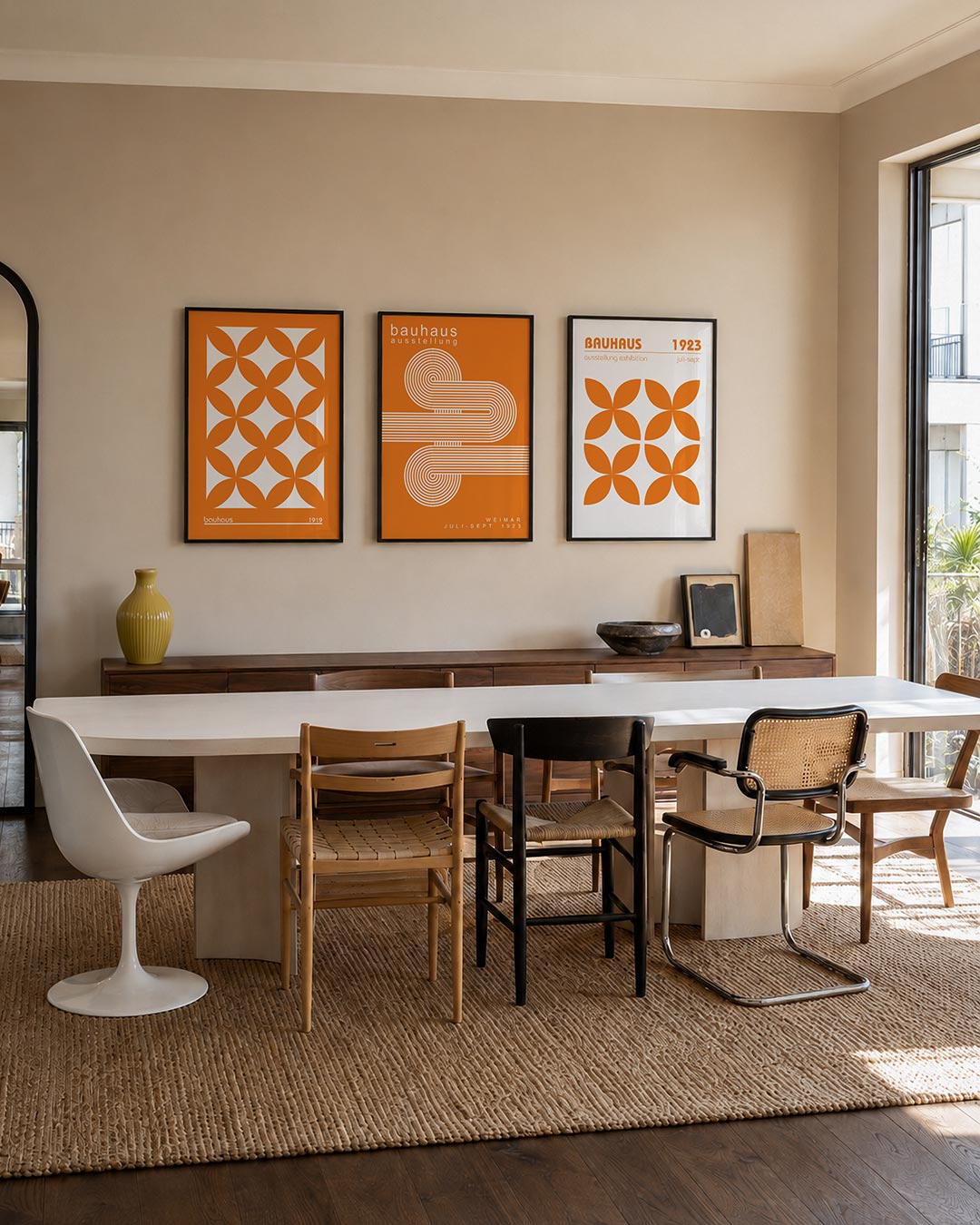 Oranje cirkelpatroon Posterset