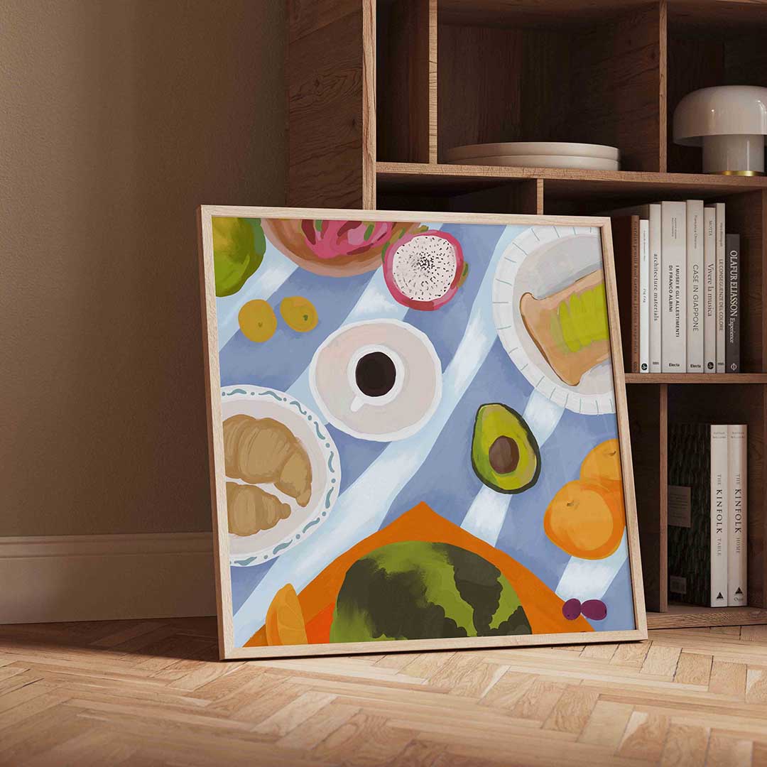 Ontbijt met fruit en koffie Poster