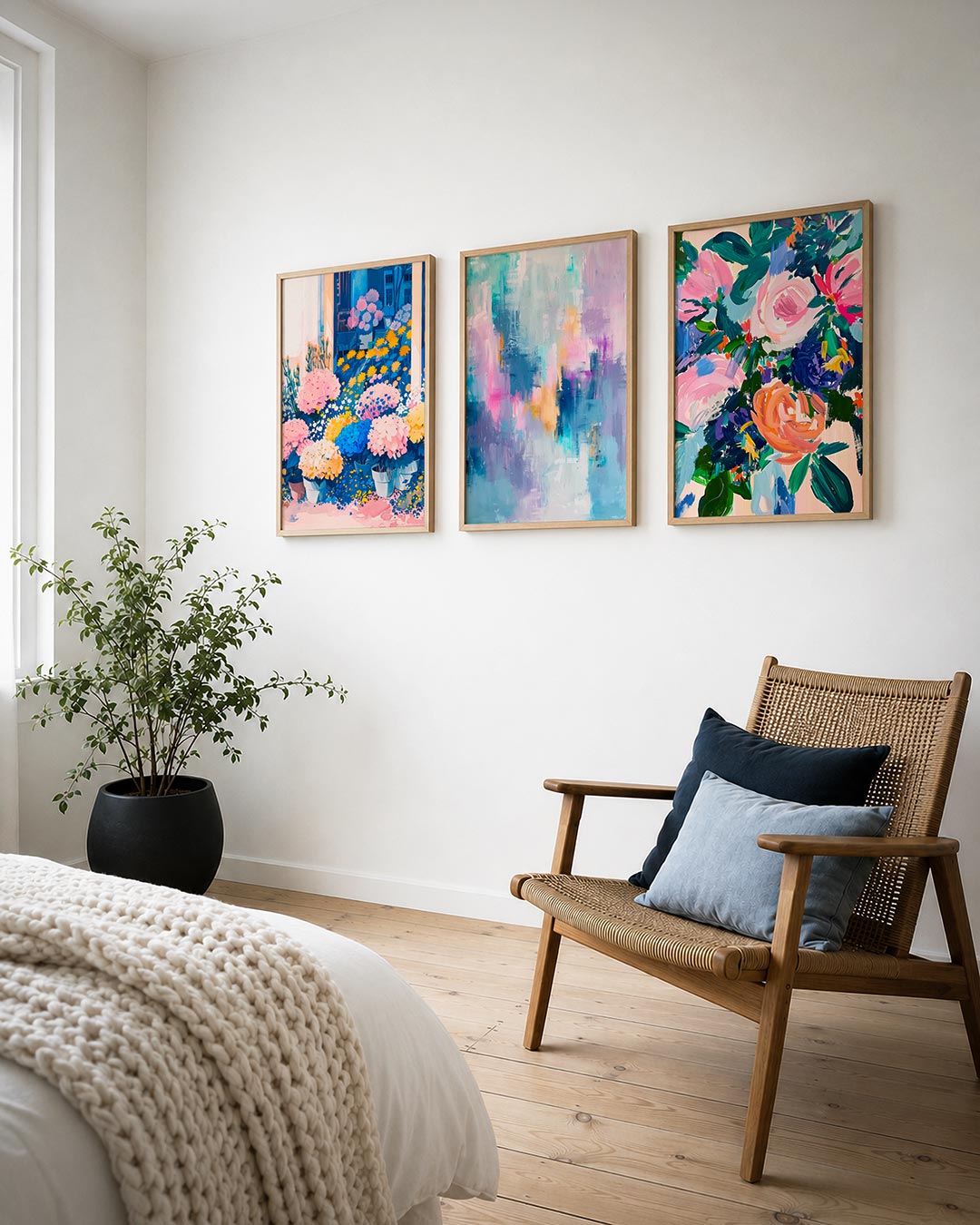 Bloemrijke kleurvlakken Posterset