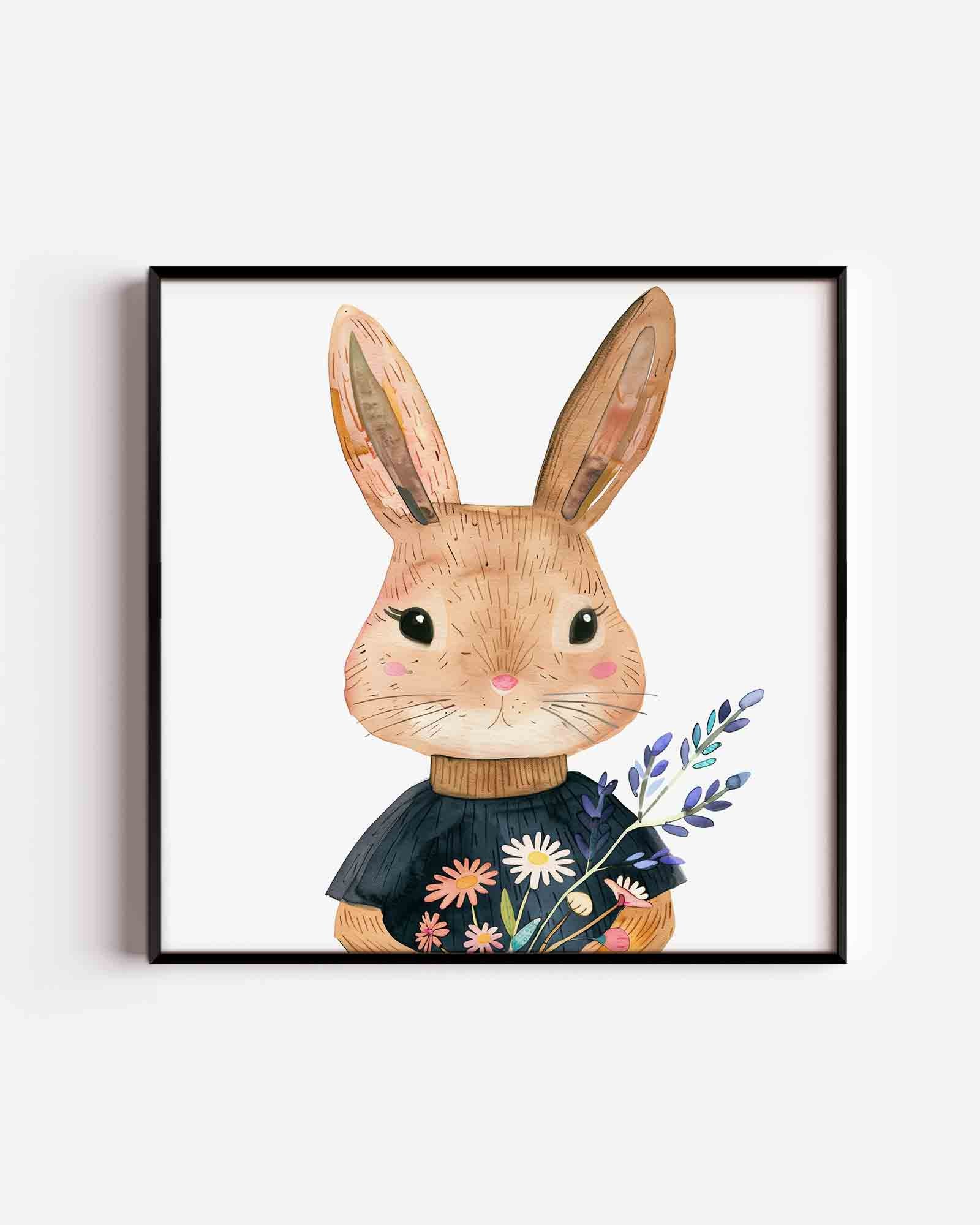 Konijn met bloemen Poster