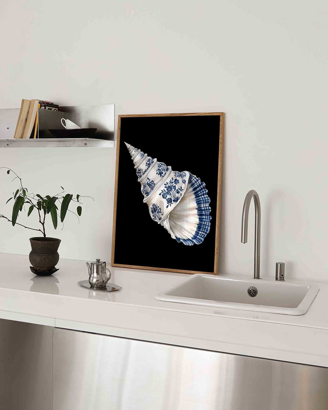 Schelp met bloemen Poster