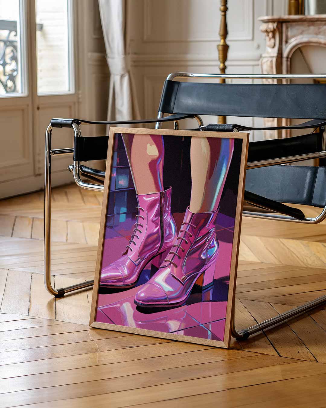 Trendy Roze Enkellaarsjes Poster-WallArtistic