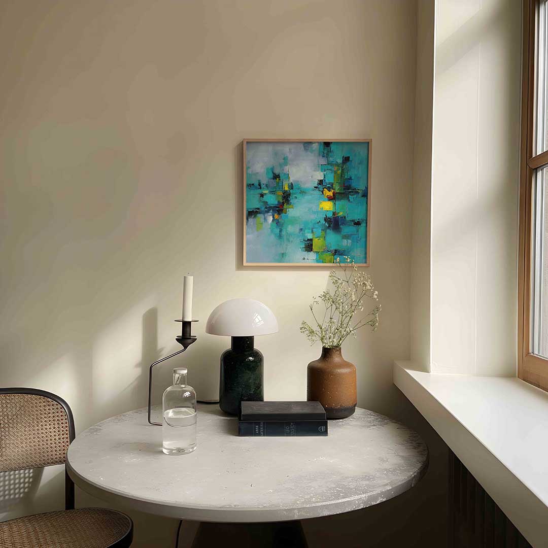 Abstracte blauwe compositie Poster