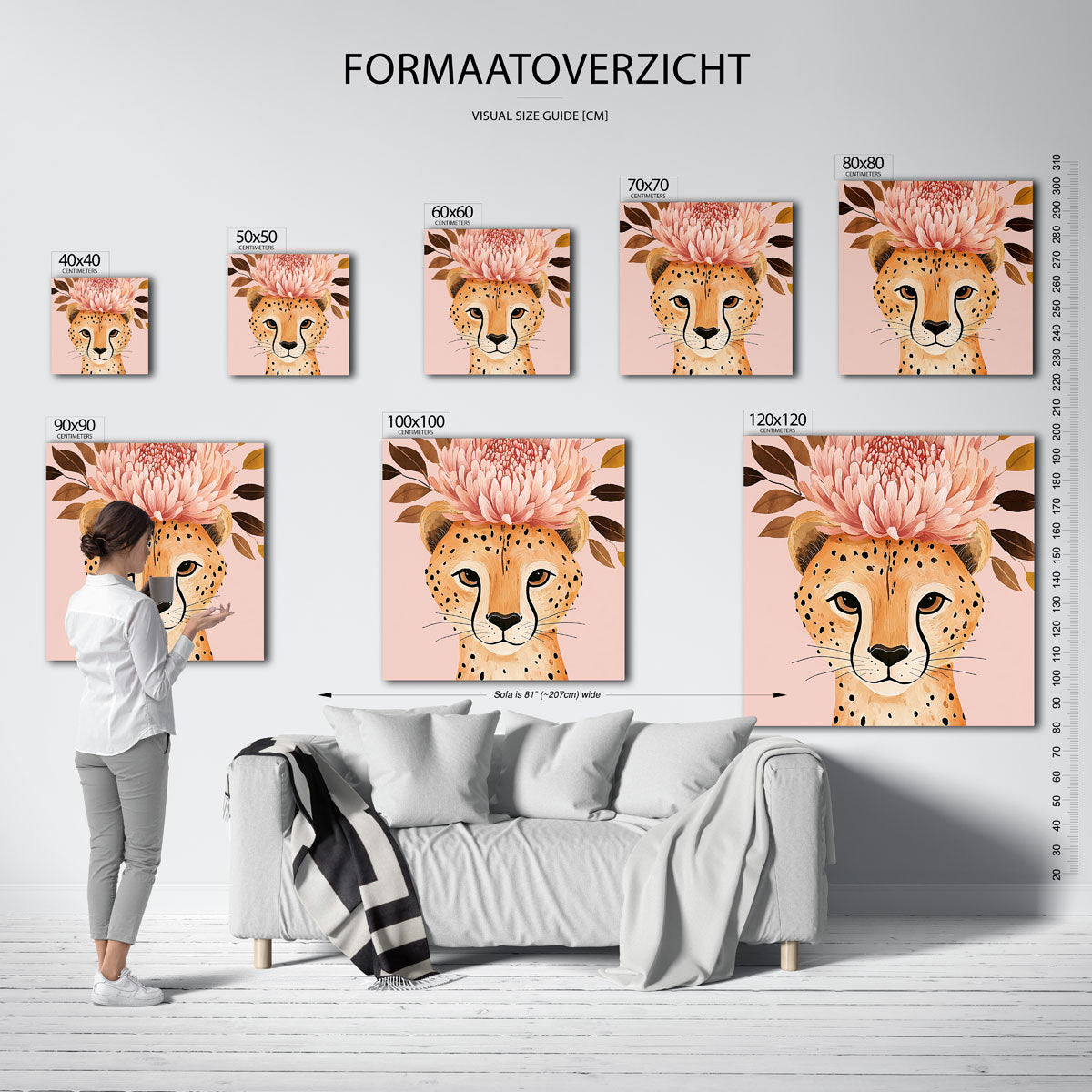 Luipaard met bloemen Poster