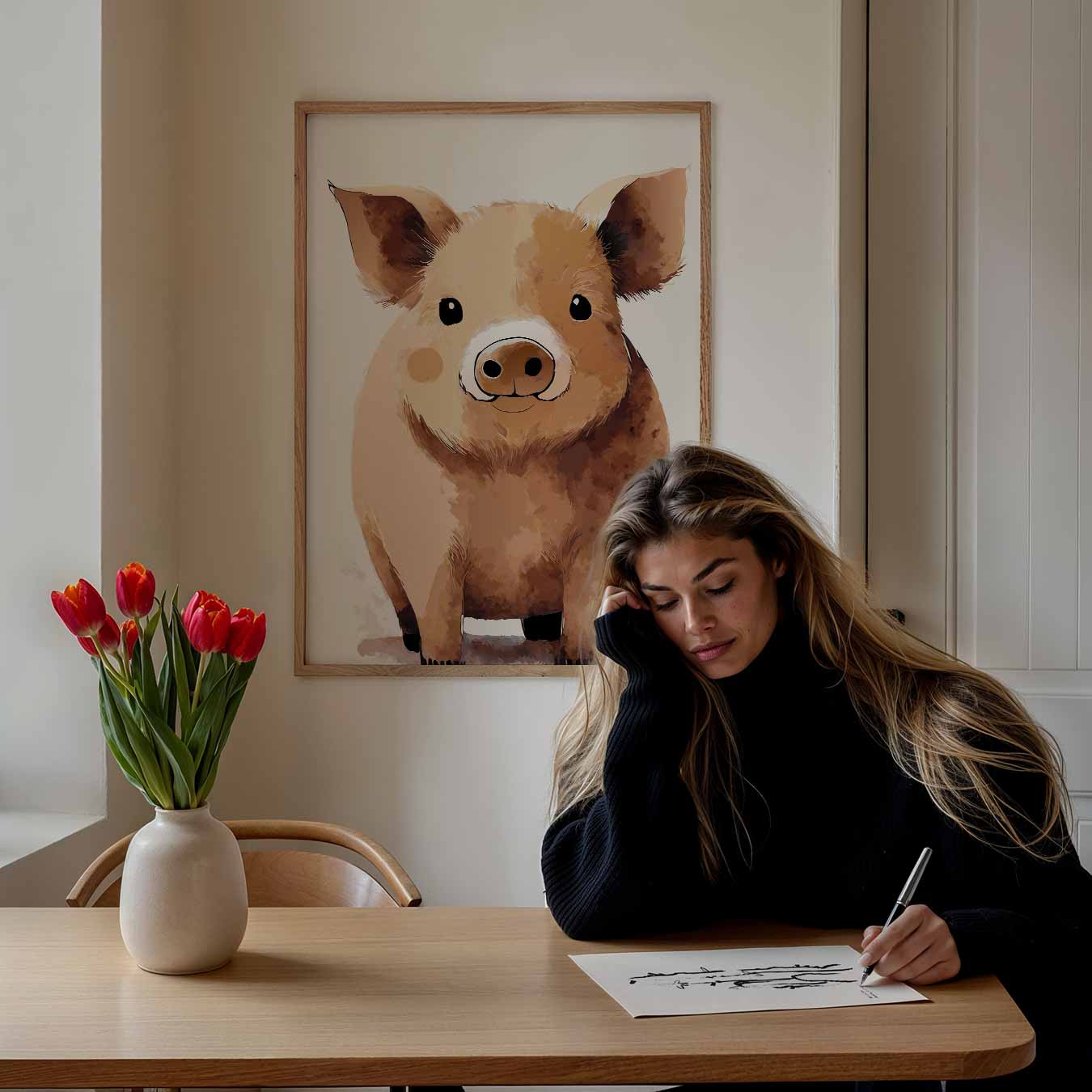 Schattige Varkensvriend Poster-WallArtistic