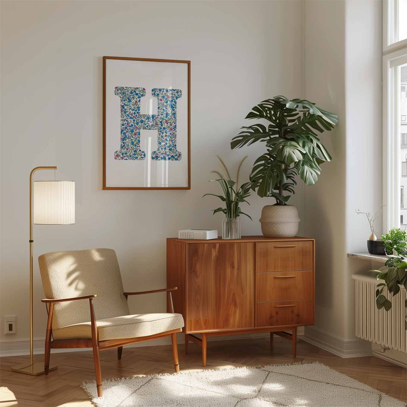 Bloemen Initialen Poster-WallArtistic
