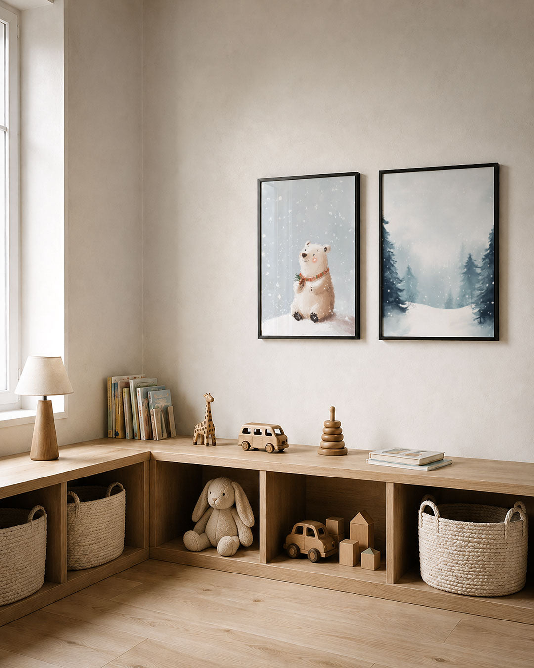 Winterse knuffelbeer Posterset