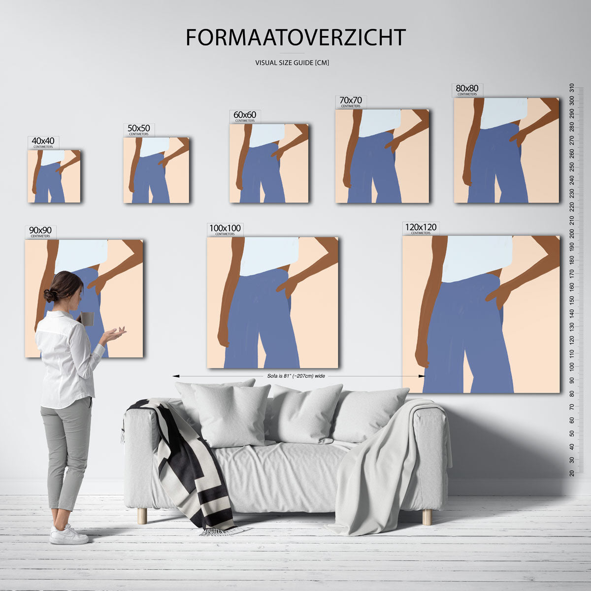 Figuur met blauwe broek Poster