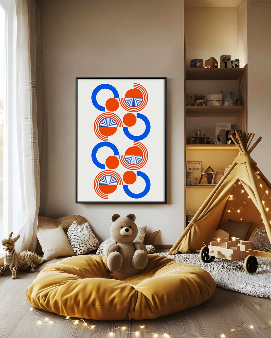 Kleurrijke Geometrische Cirkelpatronen Kunstwerk-canvas-dibond-plexiglas-wanddecoratie-WallArtistic
