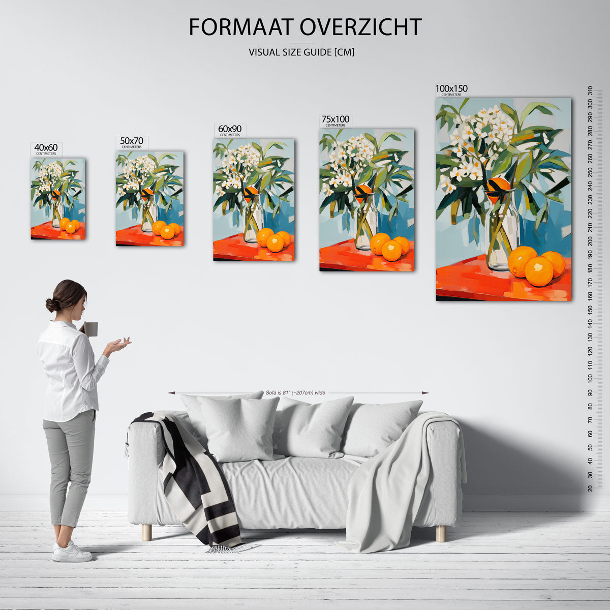 Bloemen en citrus Kunstwerk