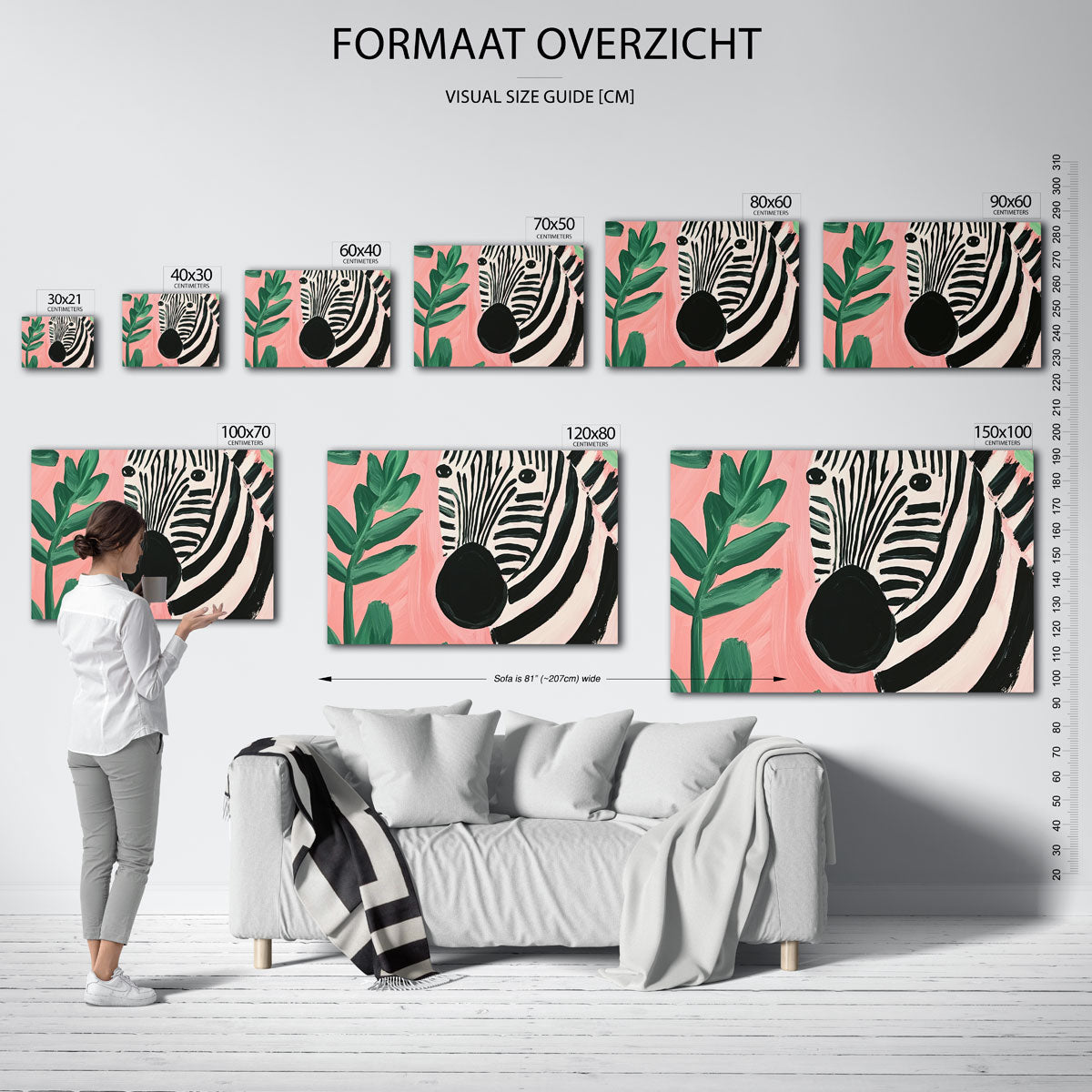 Zebra en bladeren Poster