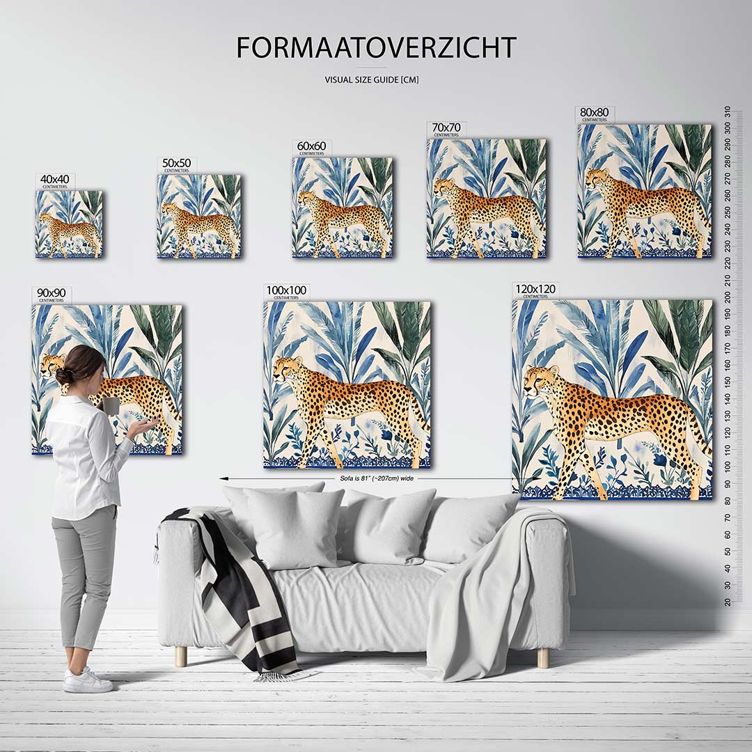 Luipaard en bladeren Kunstwerk