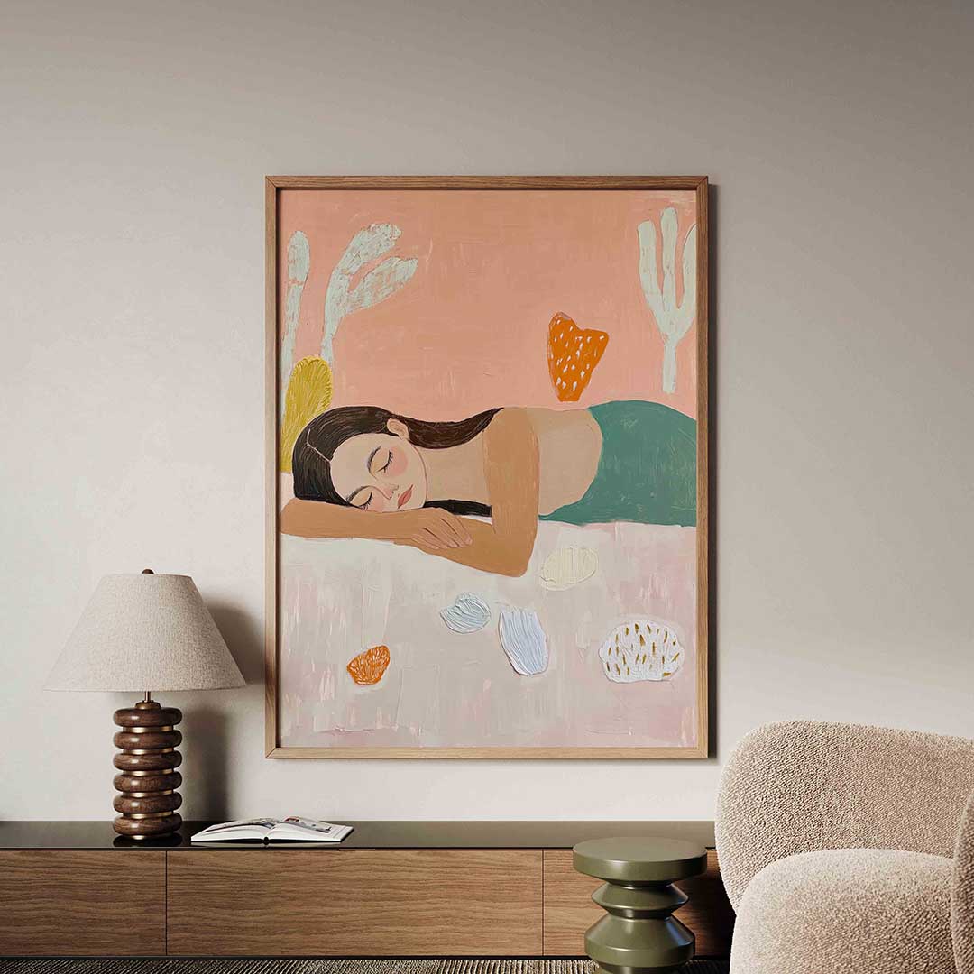Slapende vrouw met abstracte vormen Poster