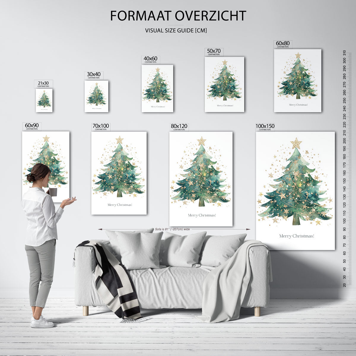 Kerstboom met sterren Poster
