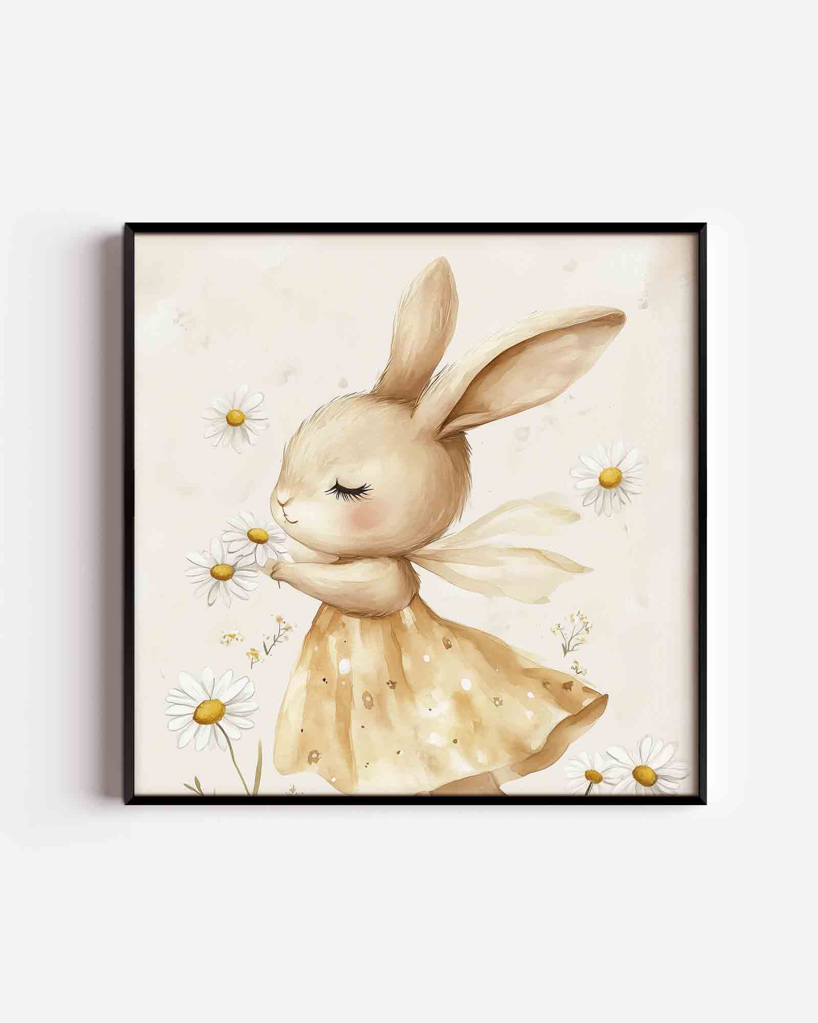 Konijn met bloemen Poster