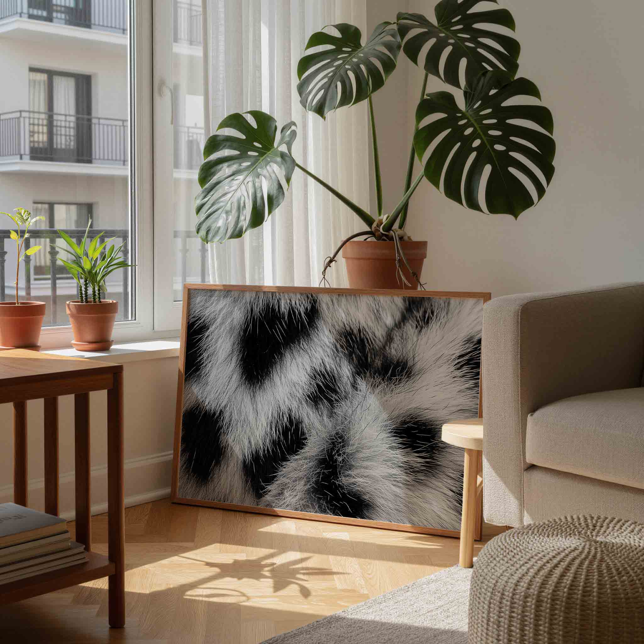 Zwart wit vachtpatroon Poster