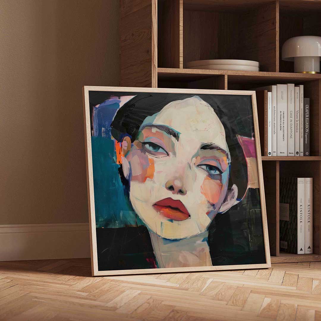Portret met kleurrijke accenten Poster