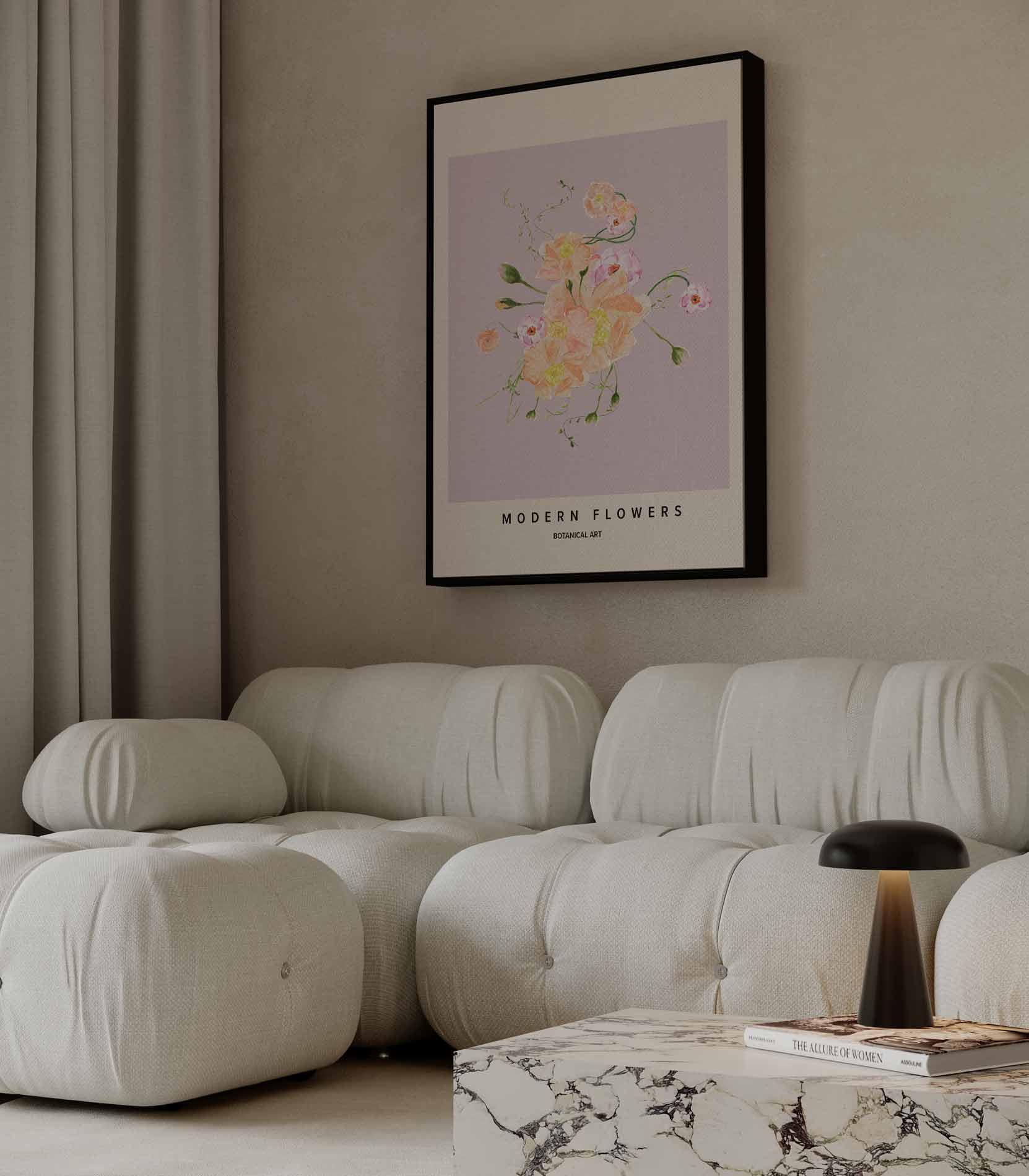 Moderne Bloemen Botanische Kunst Kunstwerk-canvas-dibond-plexiglas-wanddecoratie-WallArtistic