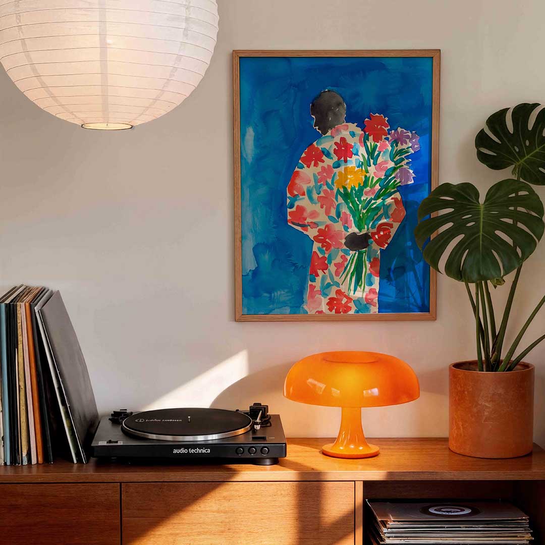 Figuur met bloemen Poster