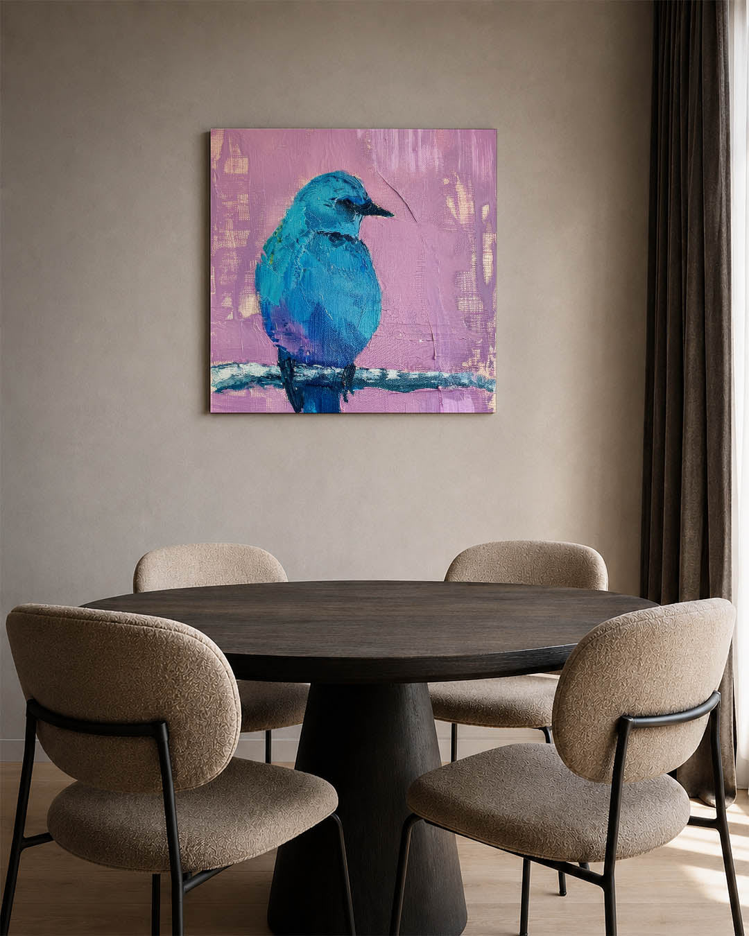 Vogelsilhouet op tak Kunstwerk