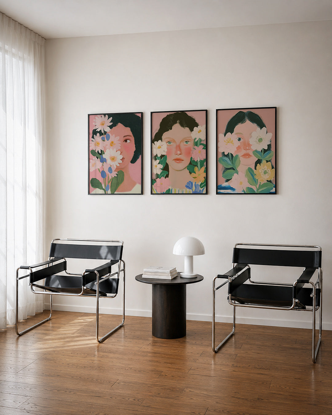 Bloemen en gezicht Posterset