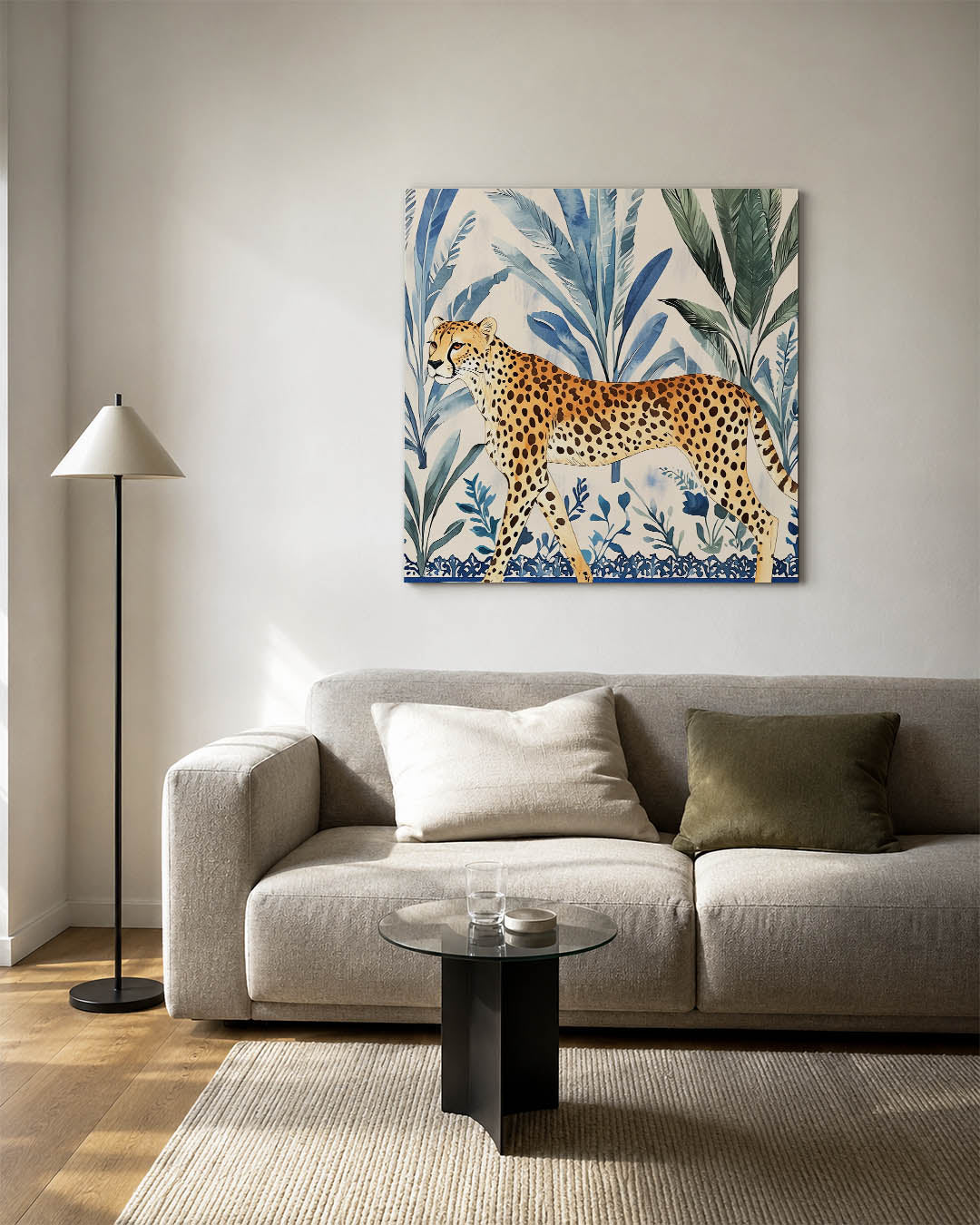 Luipaard en bladeren Kunstwerk