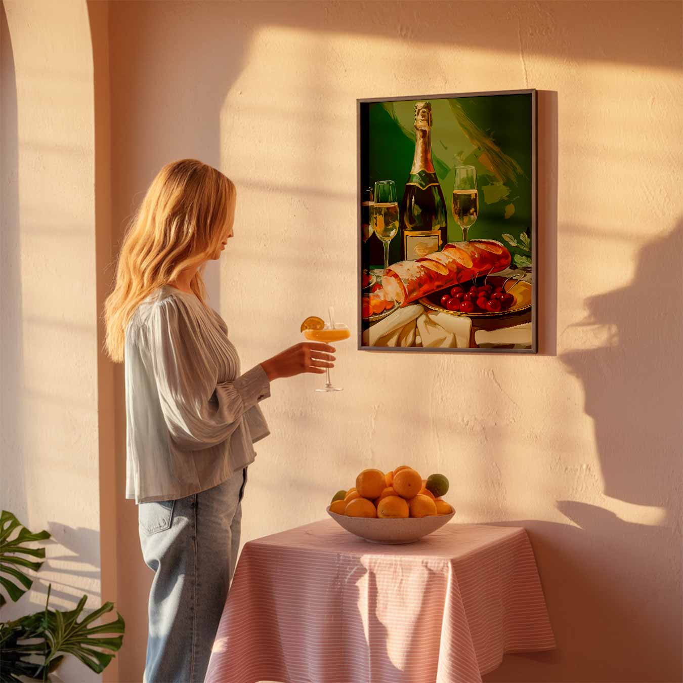 Luxe Champagne en Fruit Print Poster-WallArtistic