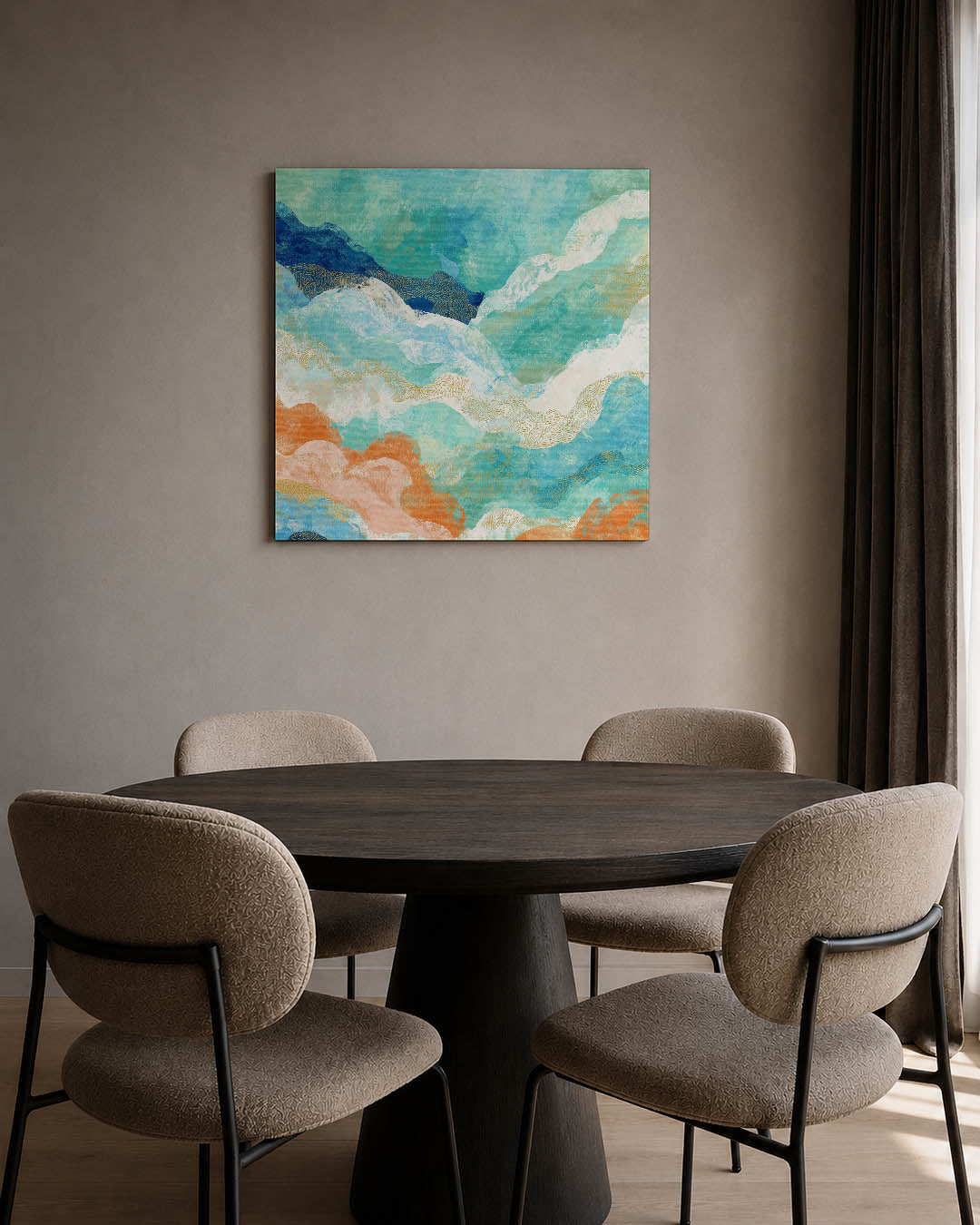 Golvende kleurencompositie Kunstwerk