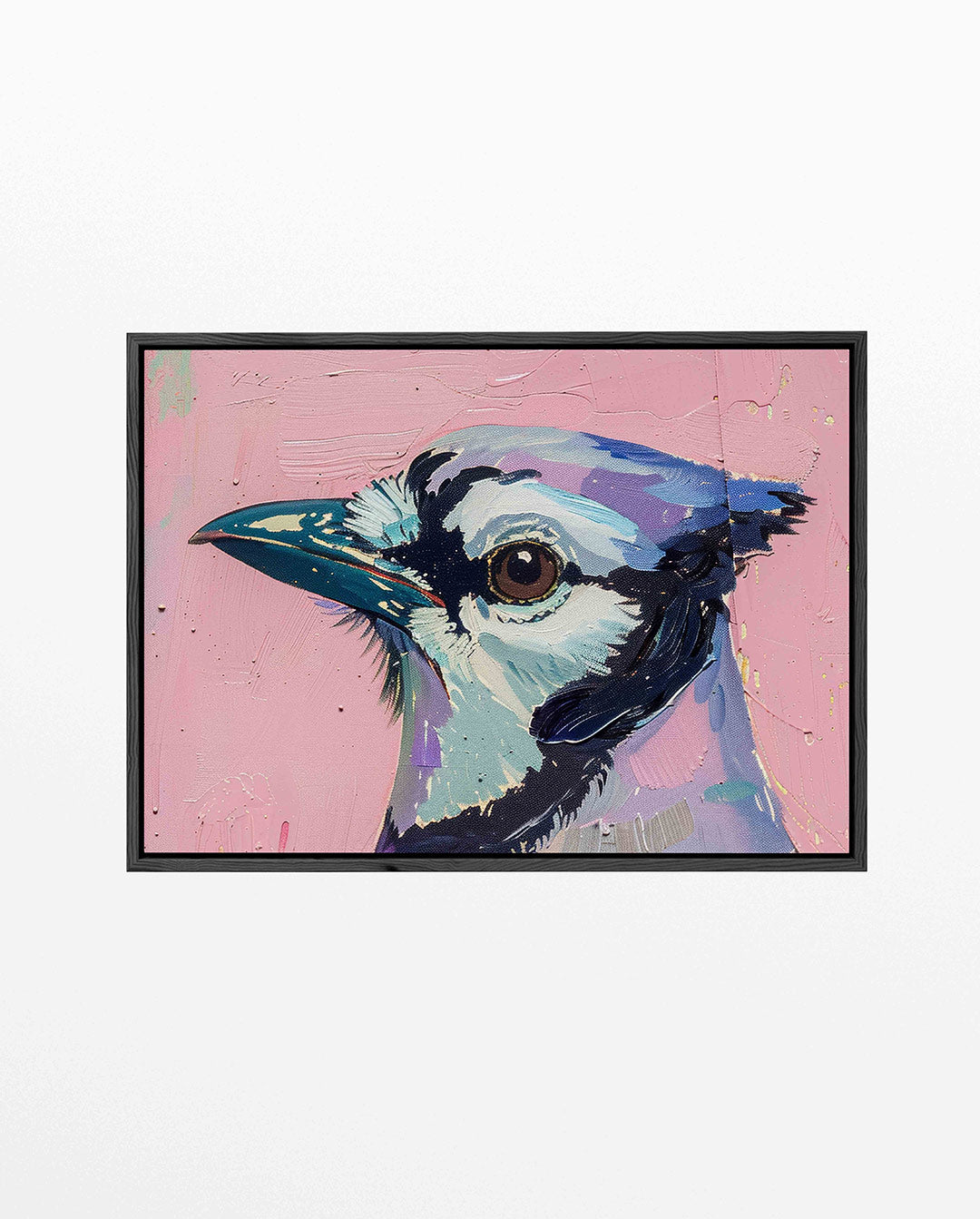 Vogelhoofd op roze Kunstwerk