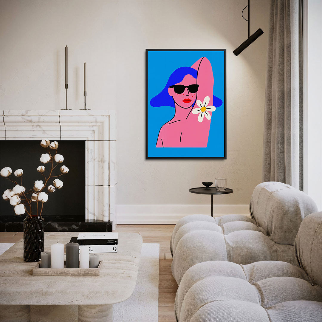 Vrouwelijk portret bloem Kunstwerk