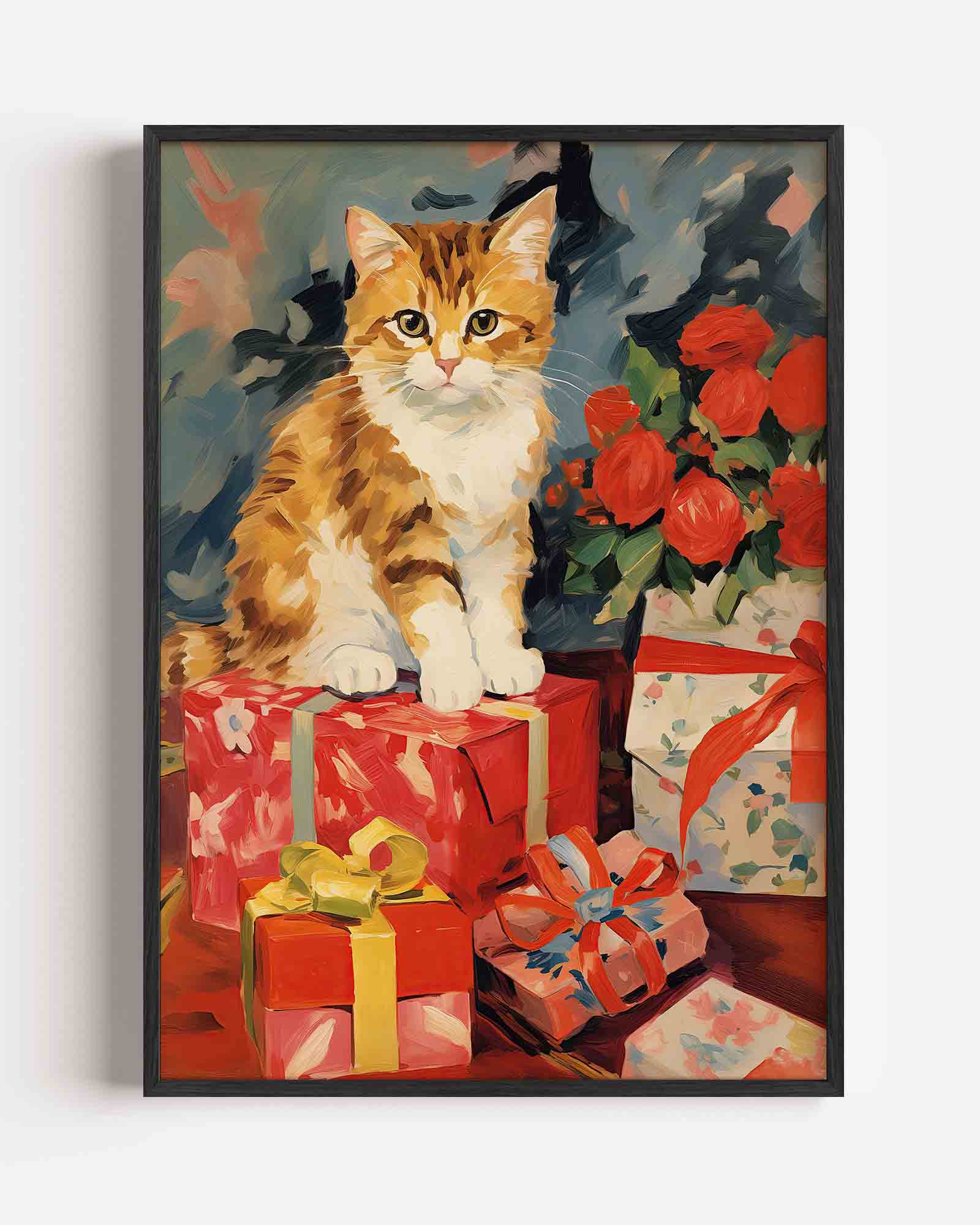 Kat met cadeaus Poster