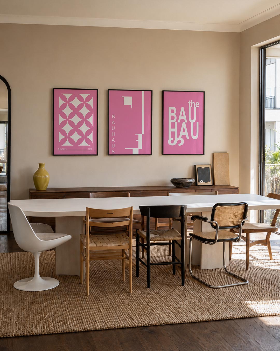 Roze cirkelpatroon Posterset