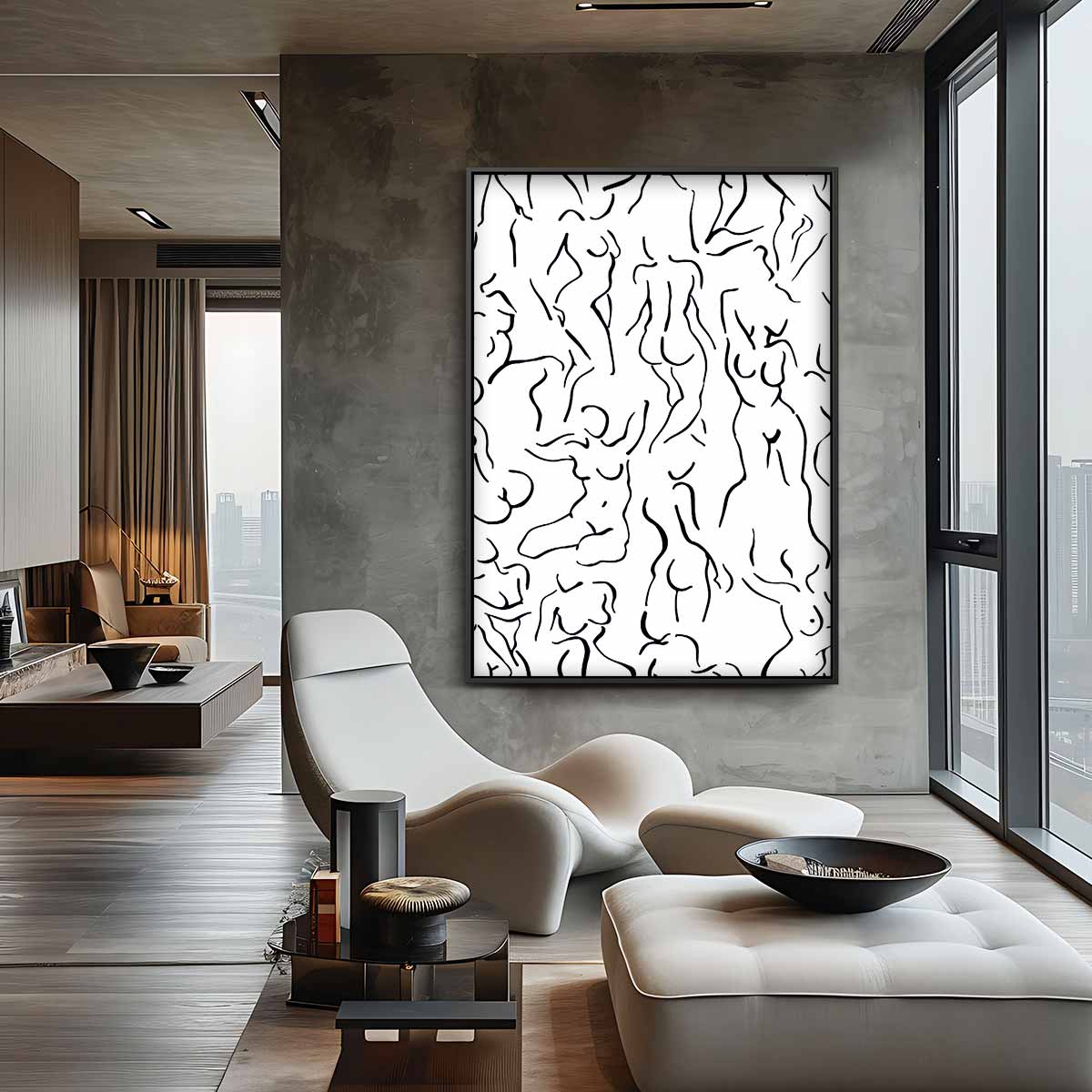 Elegante Lijn Spel Kunstwerk-canvas-dibond-plexiglas-wanddecoratie-WallArtistic